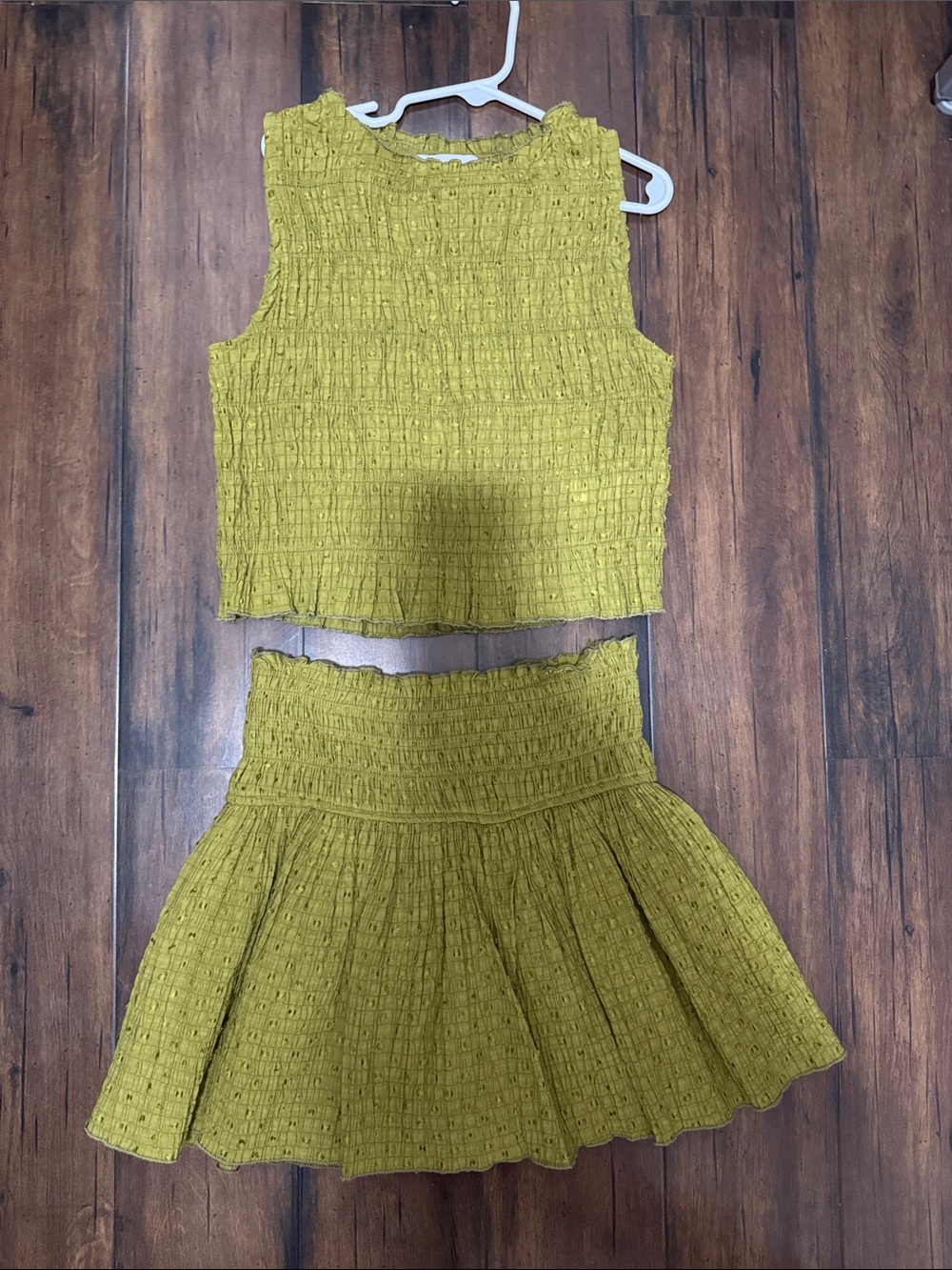 Zara Smocked Two-Piece  Top and Skirt Set